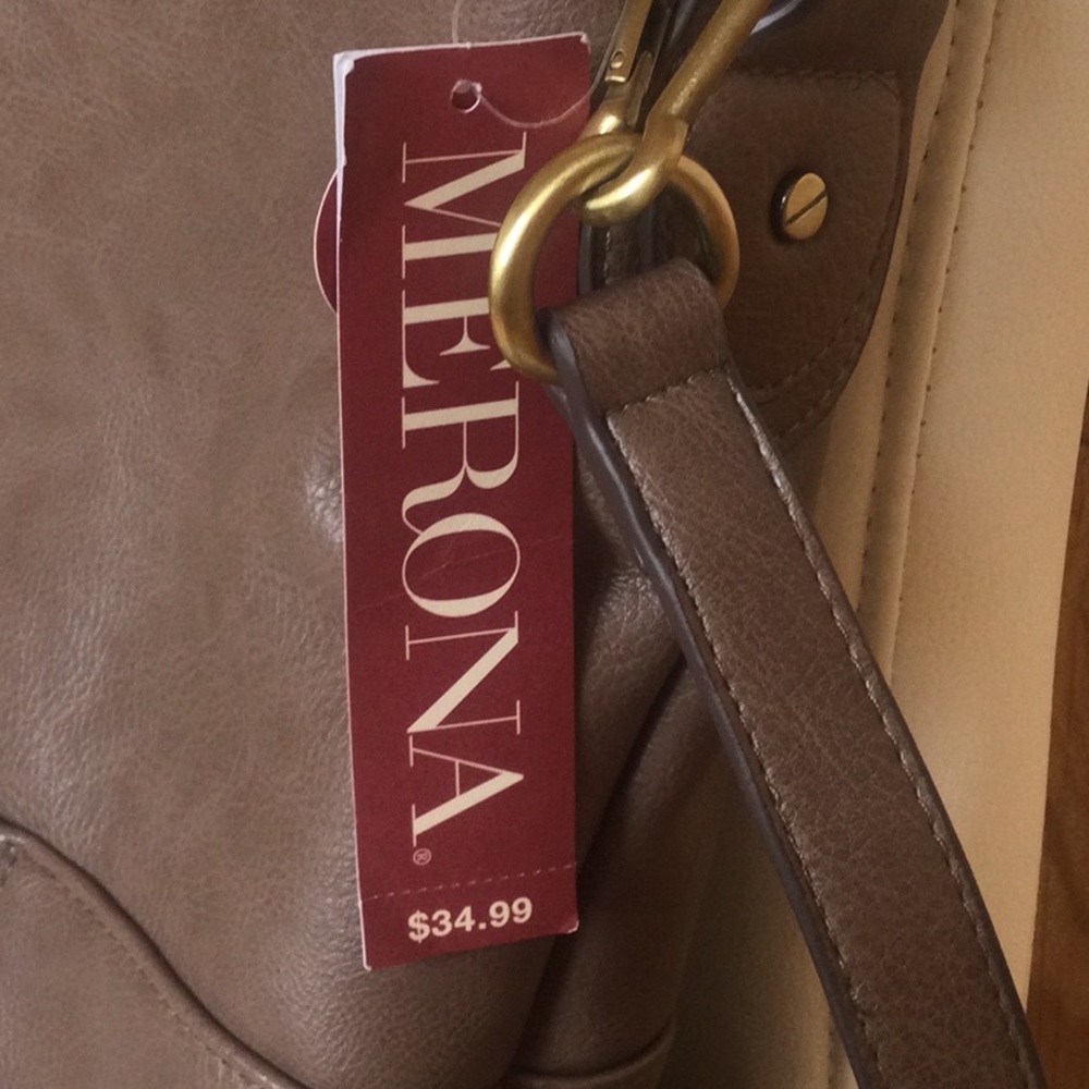 NWT Merona Brown Tan Tote Bag - Picture 10 of 13